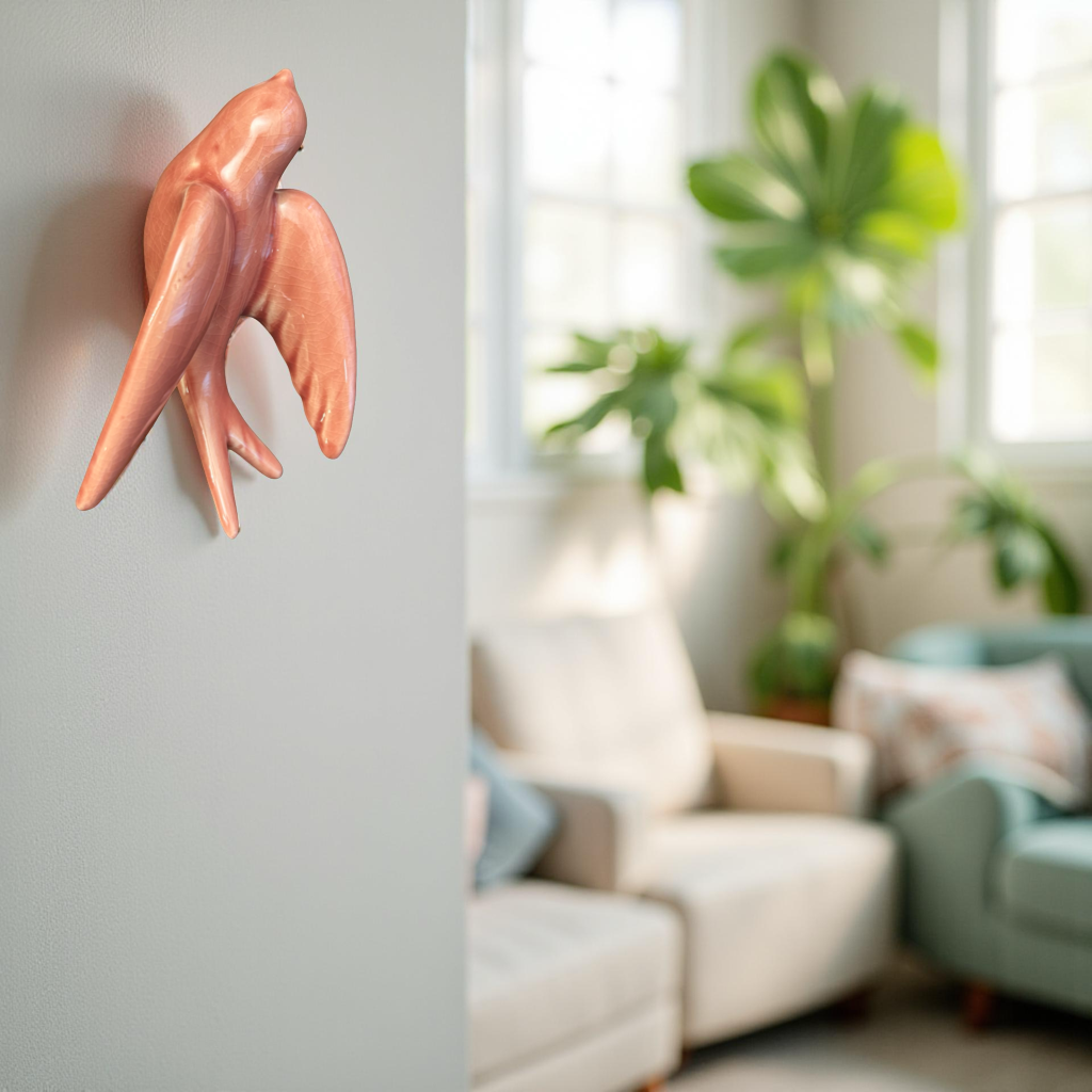 Elegant Ceramic Bird Wall Decor towards Left Direction - Single piece