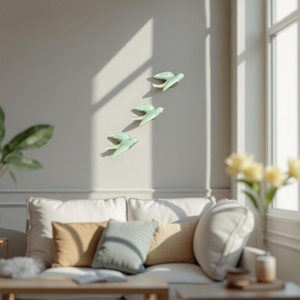 Elegant Bird Wall Décor towards Right Direction - Set of 3