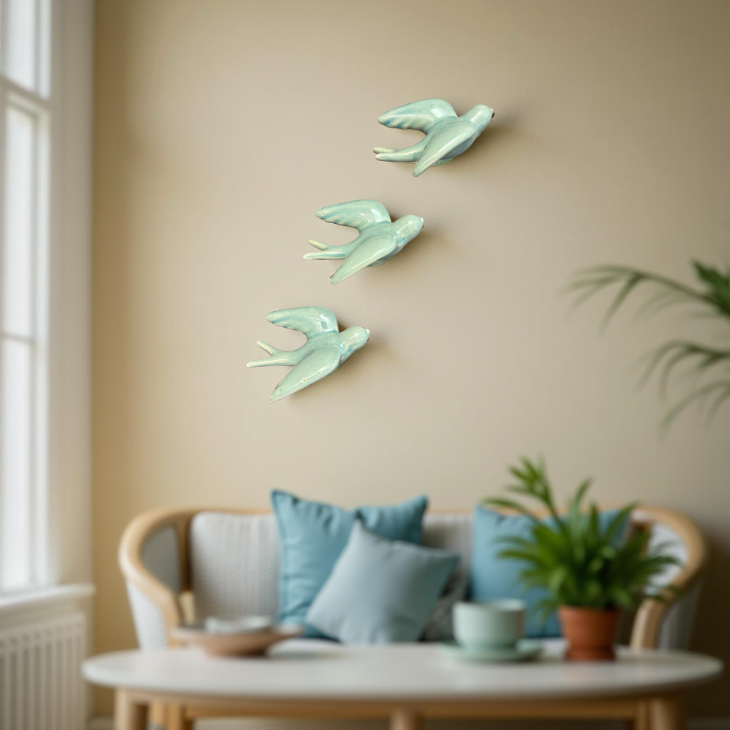 Elegant Bird Wall Décor towards Right Direction - Set of 3