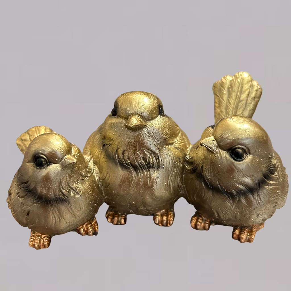 Classic Trio Bird Figurine in Golden Colour