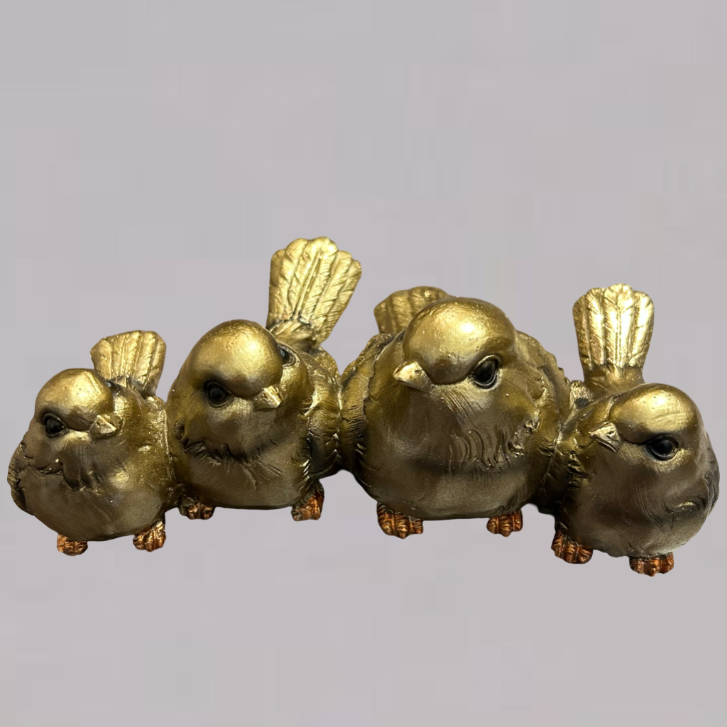 Classic Four Birds Figurine in Gold Finish