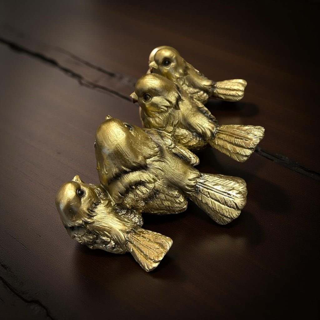 Classic Four Birds Figurine in Gold Finish