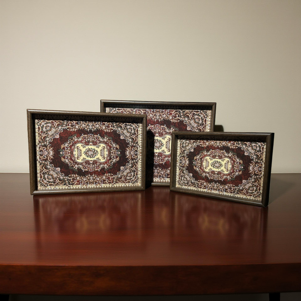 Elegant Carpet Pattern Serving Tray Set of 3