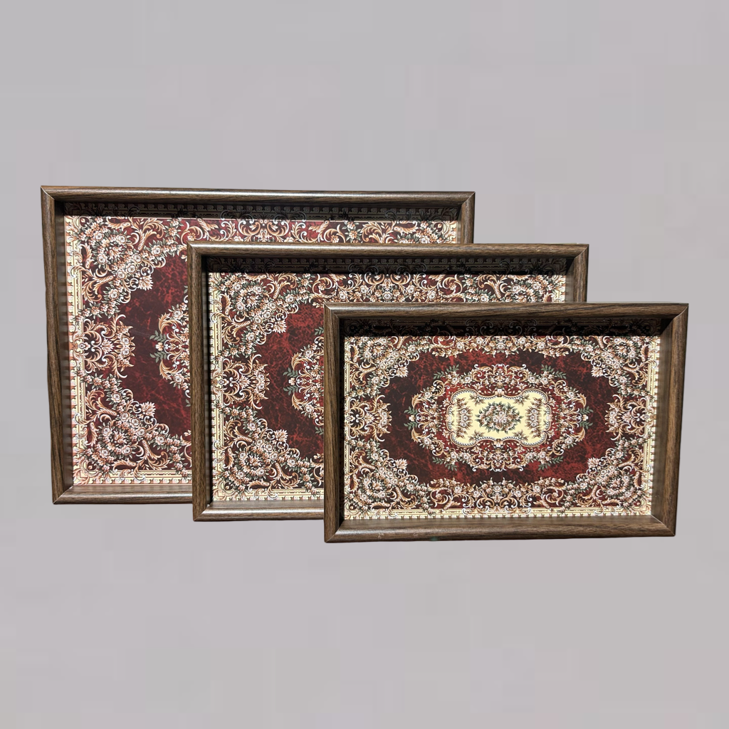 Elegant Carpet Pattern Serving Tray Set of 3