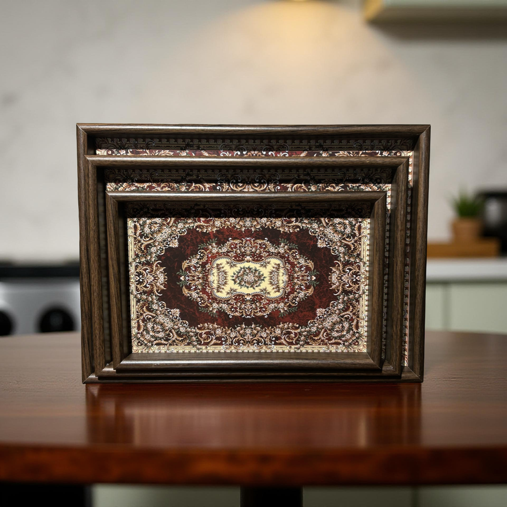 Elegant Carpet Pattern Serving Tray Set of 3
