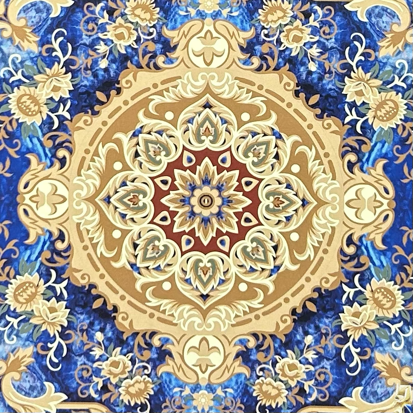 Blue & Persian Carpet Design Wooden Serving Tray Set of 3