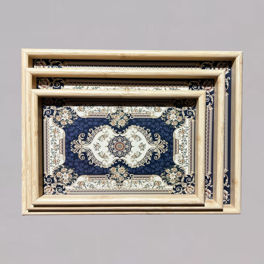 Classic Navy & Ivory Persian Style Serving Tray Set of 3