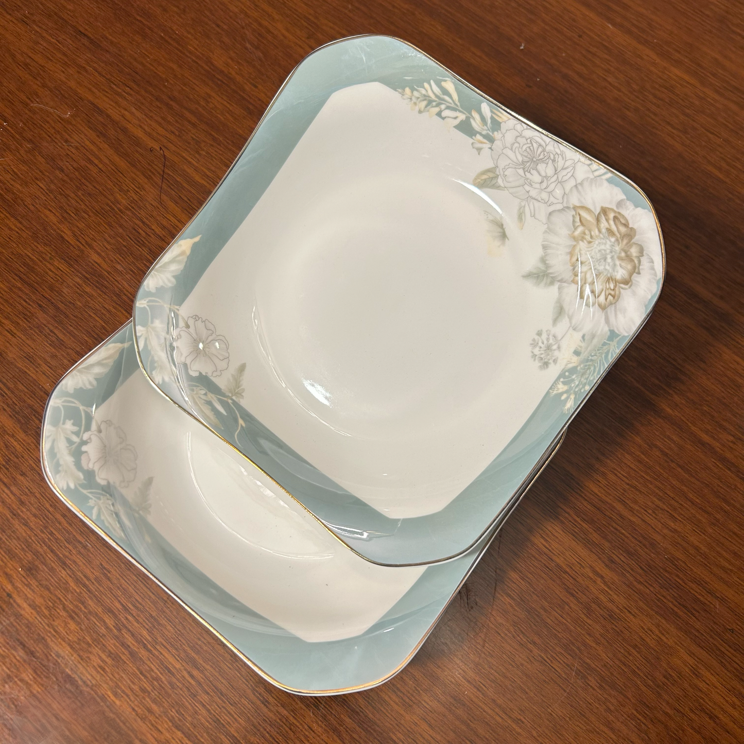 Classic Blue & White Floral Ceramic Plates Set of 2