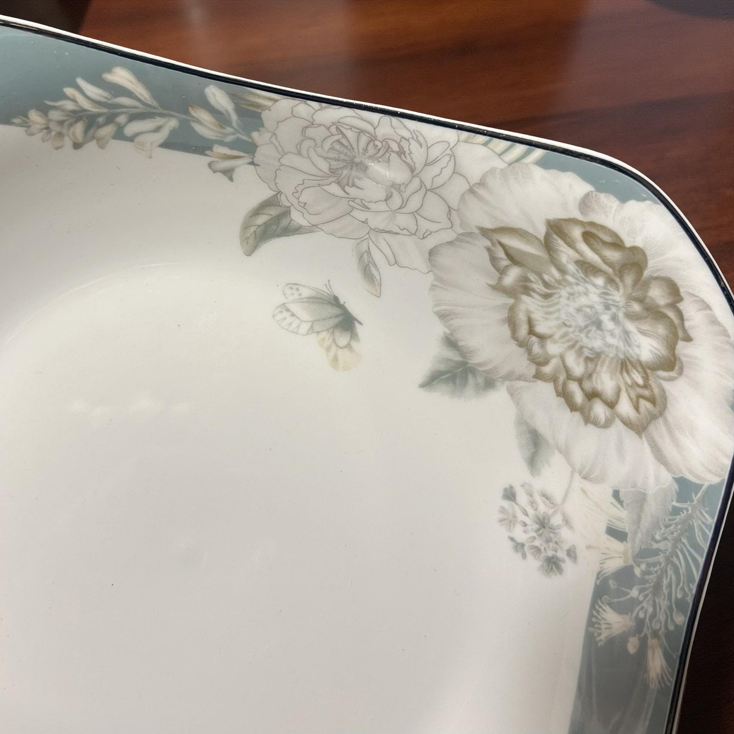 Classic Blue & White Floral Ceramic Plates Set of 2