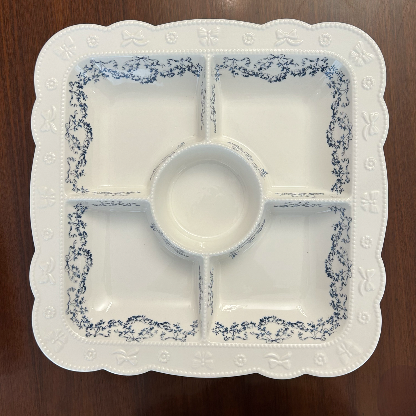 Elegant Ceramic Sectioned Serving Platter Large