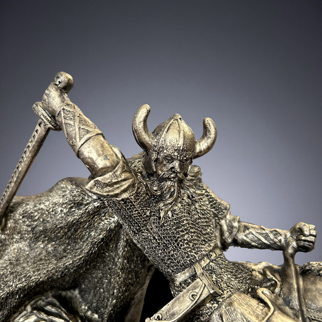 Viking Warrior on Horse Figurine – Medieval Battle Decorative Statue