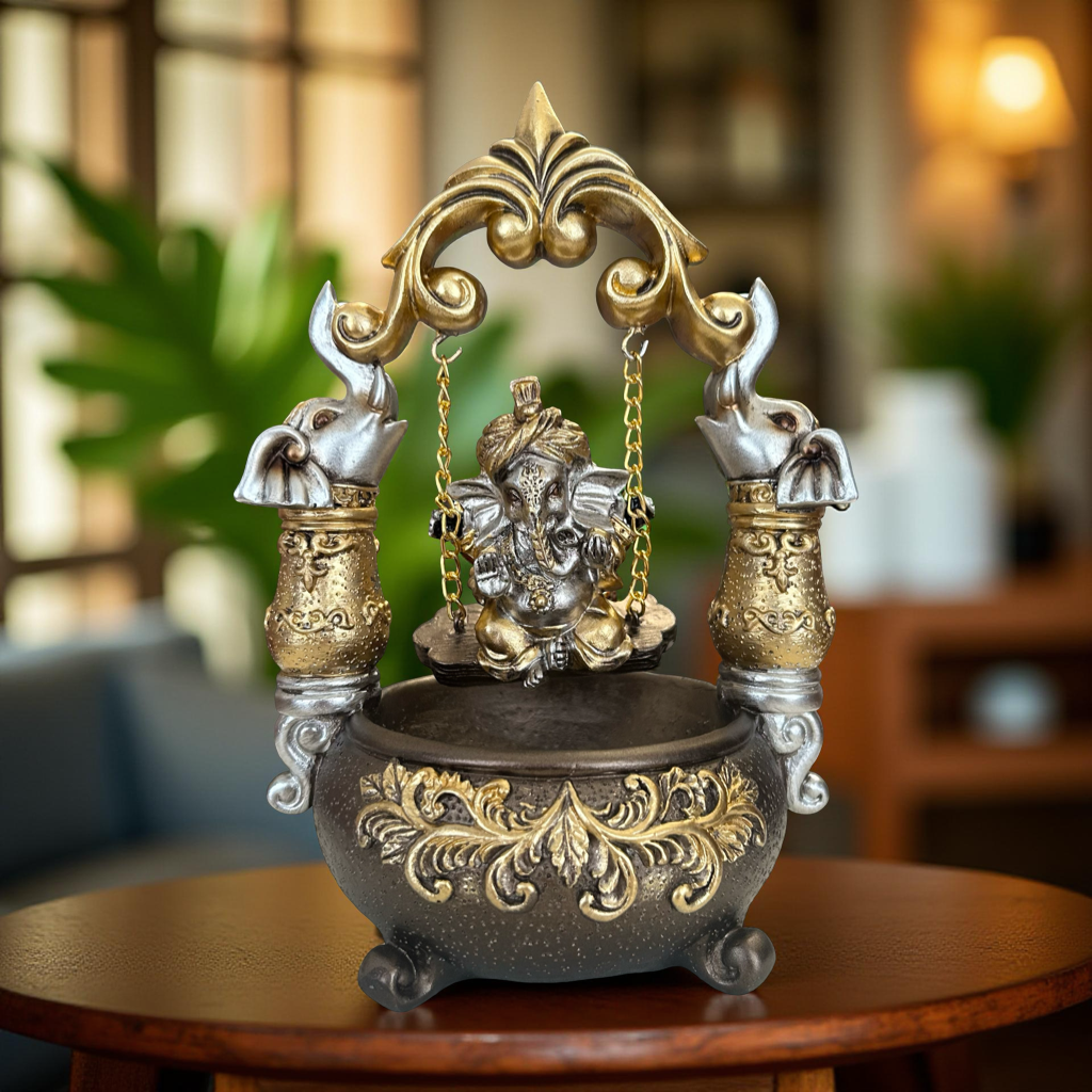 Lord Ganesha on Elephant Swing Idol – Decorative Ganesh Jhula Statue