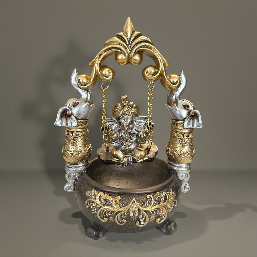 Lord Ganesha on Elephant Swing Idol – Decorative Ganesh Jhula Statue