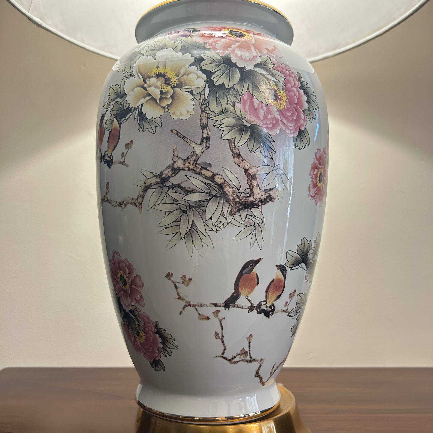 Artisan Ceramic Lamp with Shade – Traditional Floral Decorative Lighting