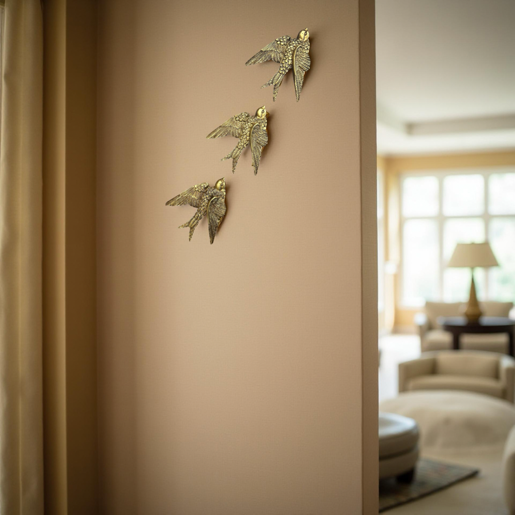 Elegant Golden Bird Wall Décor towards Right Direction - Single piece
