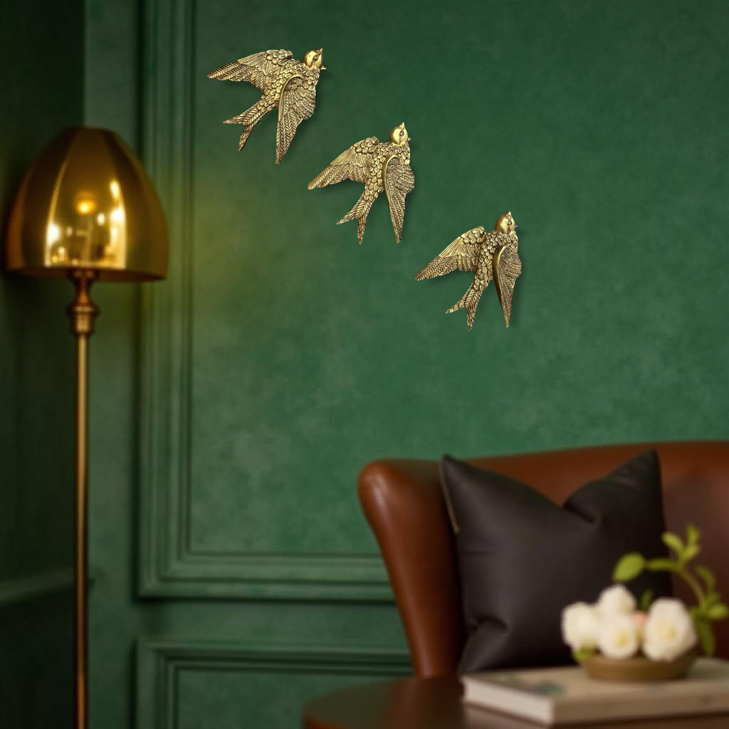 Elegant Golden Bird Wall Décor towards Right Direction - Single piece