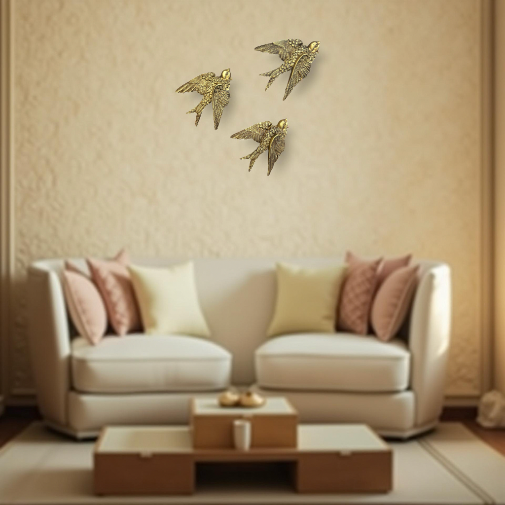 Elegant Golden Bird Wall Décor towards Right Direction - Single piece