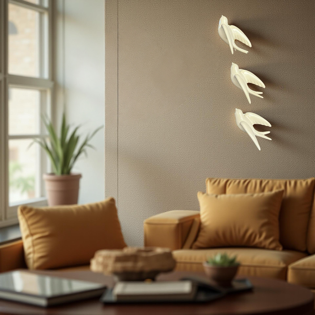 Elegant White Bird Wall Décor towards Left Direction - Single piece