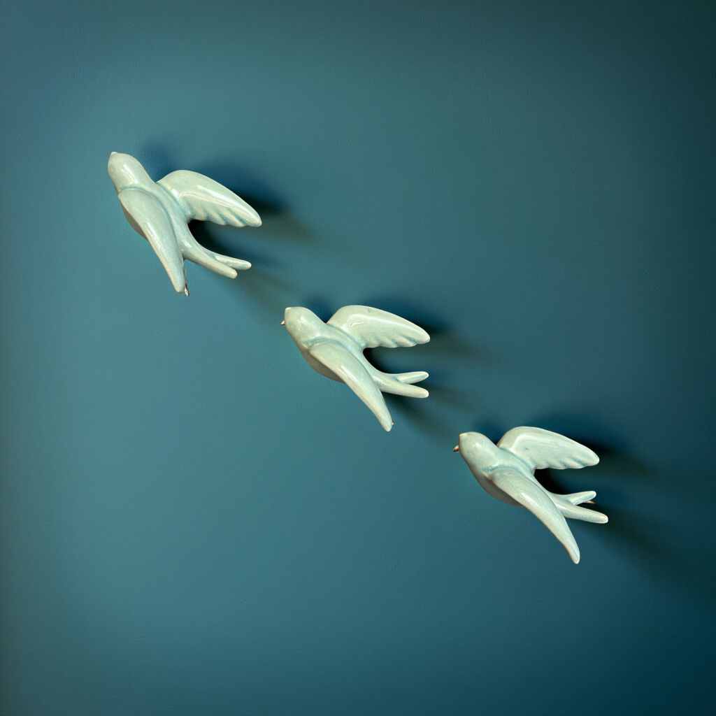 Elegant Bird Wall Décor towards Left Direction - Set of 3
