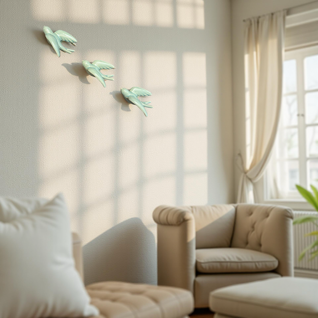Elegant Bird Wall Décor towards Left Direction - Set of 3