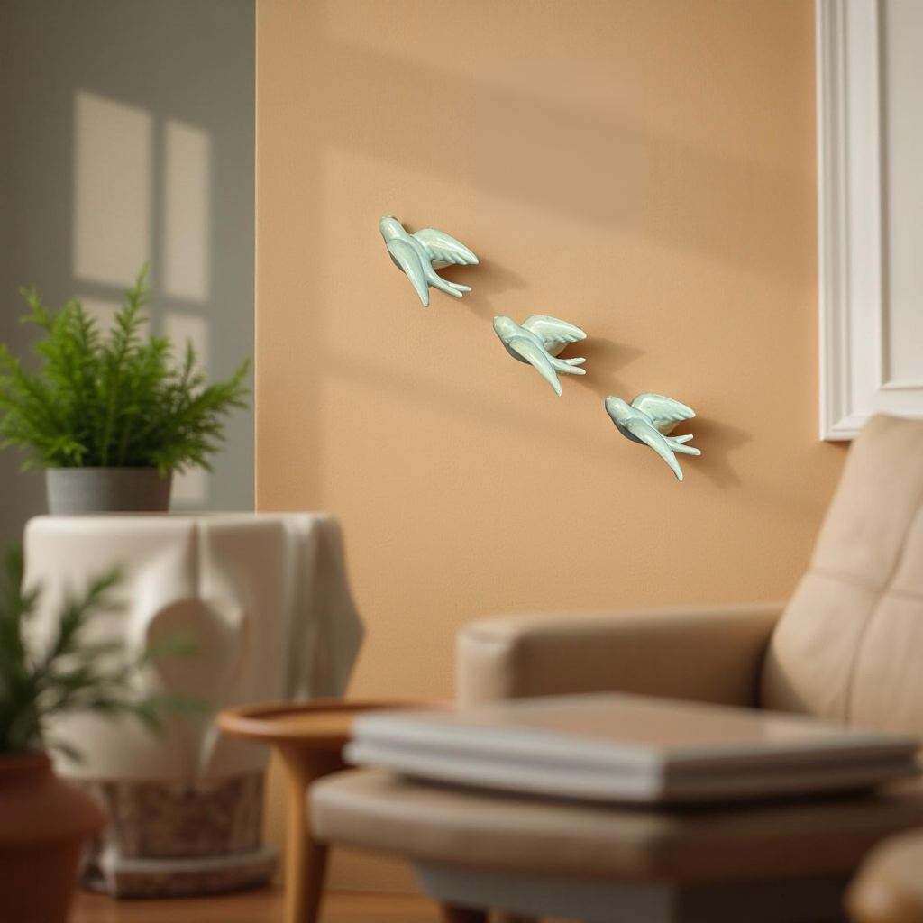 Elegant Bird Wall Décor towards Left Direction - Set of 3