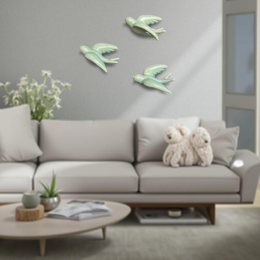 Elegant Bird Wall Décor towards Left Direction - Set of 3