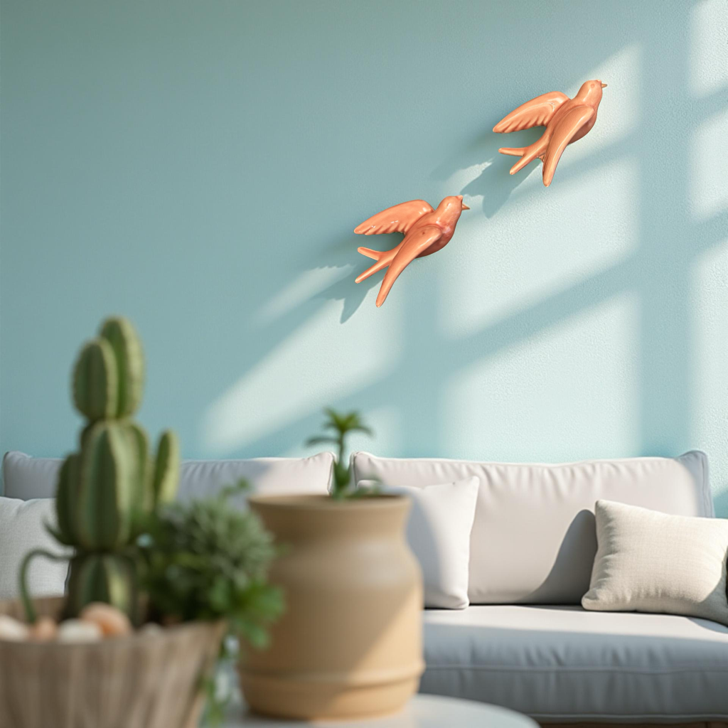 Elegant Pink Bird Wall Décor towards Right Direction - Single piece