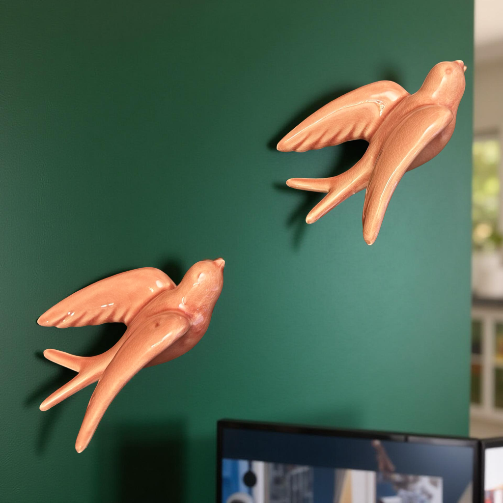 Elegant Pink Bird Wall Décor towards Right Direction - Single piece