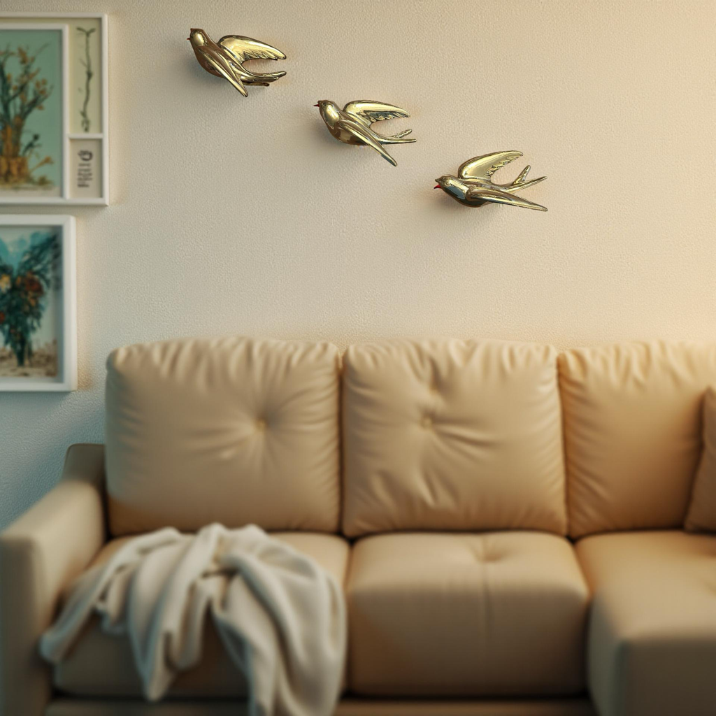 Elegant Golden Bird Wall Décor towards Left Direction - Single piece