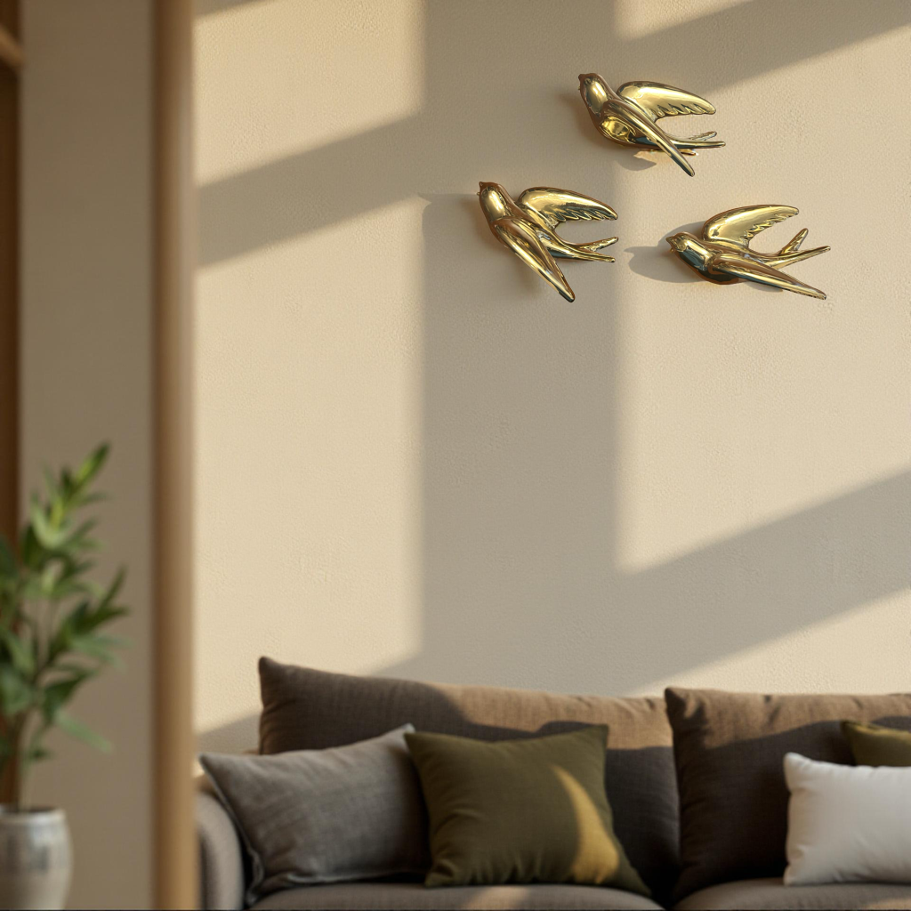 Elegant Golden Bird Wall Décor towards Left Direction - Single piece
