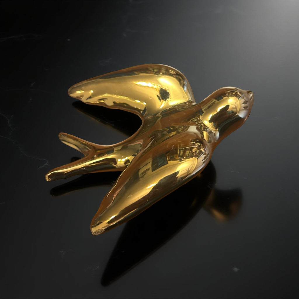 Elegant Golden Bird Wall Décor towards Right Direction - Set of 3