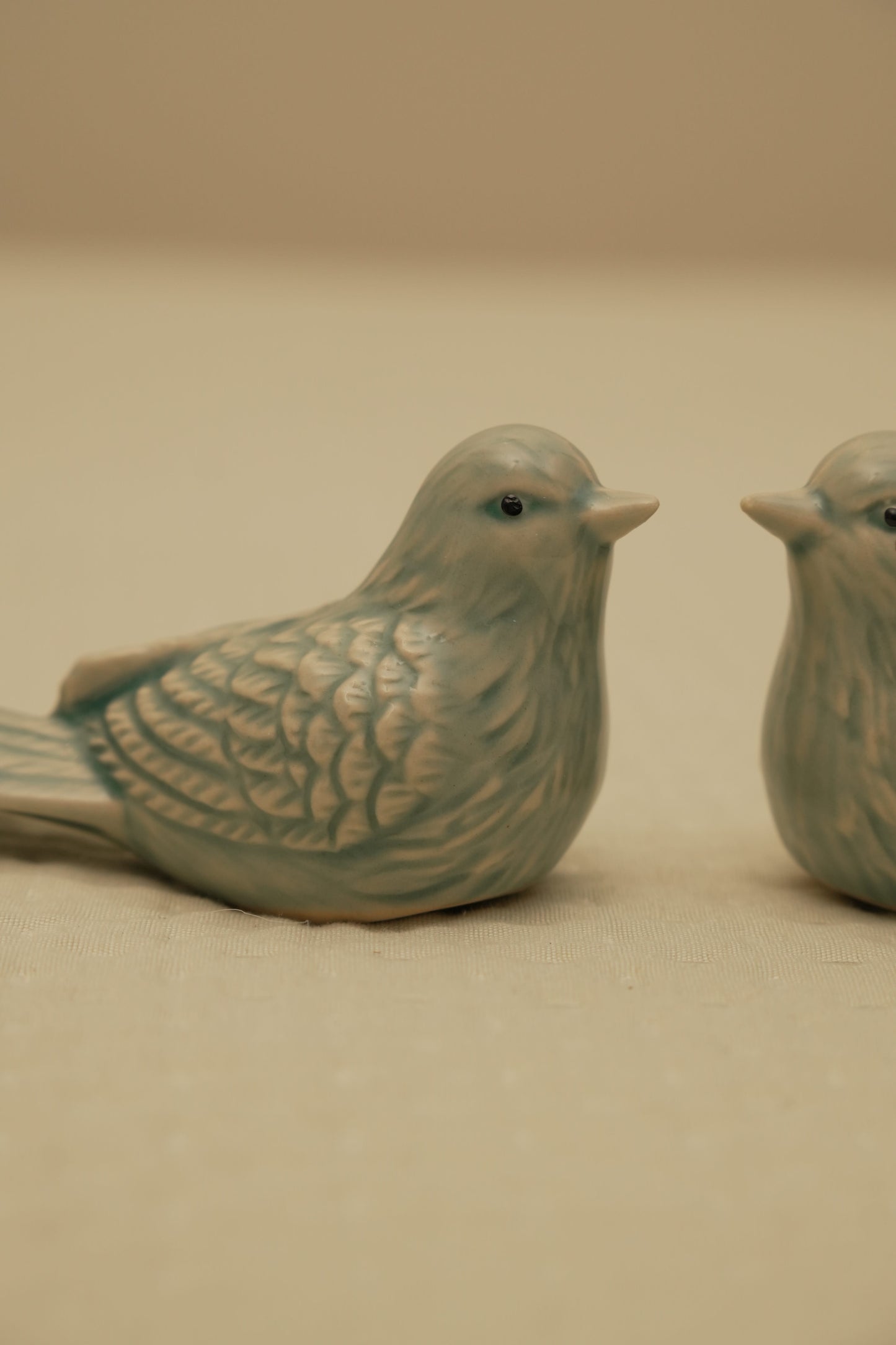Elegant Sage Green Ceramic Bird Figurines (Set of 2)