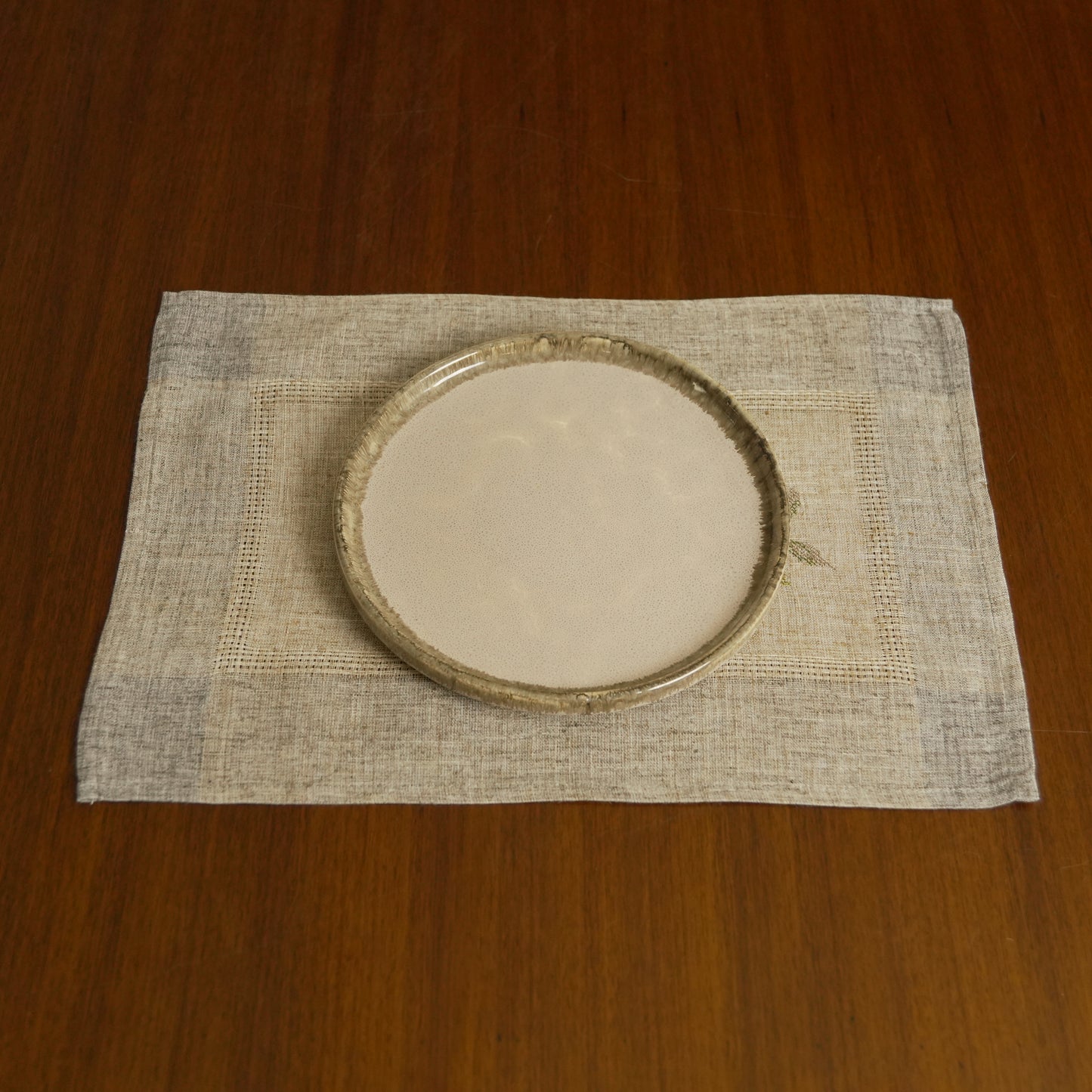 Rustic Linen Embroidered Table Mat (Set of 2)