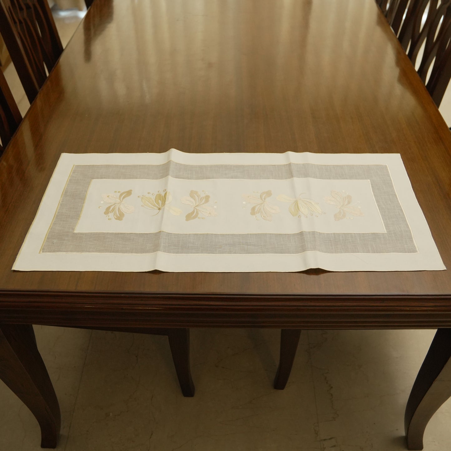 Elegant Butterfly Embroidered Short Table Runner