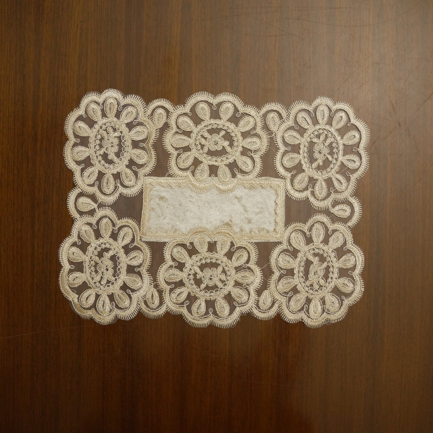 Premium Floral Embroidered Lace Table Mat (Set of 2)