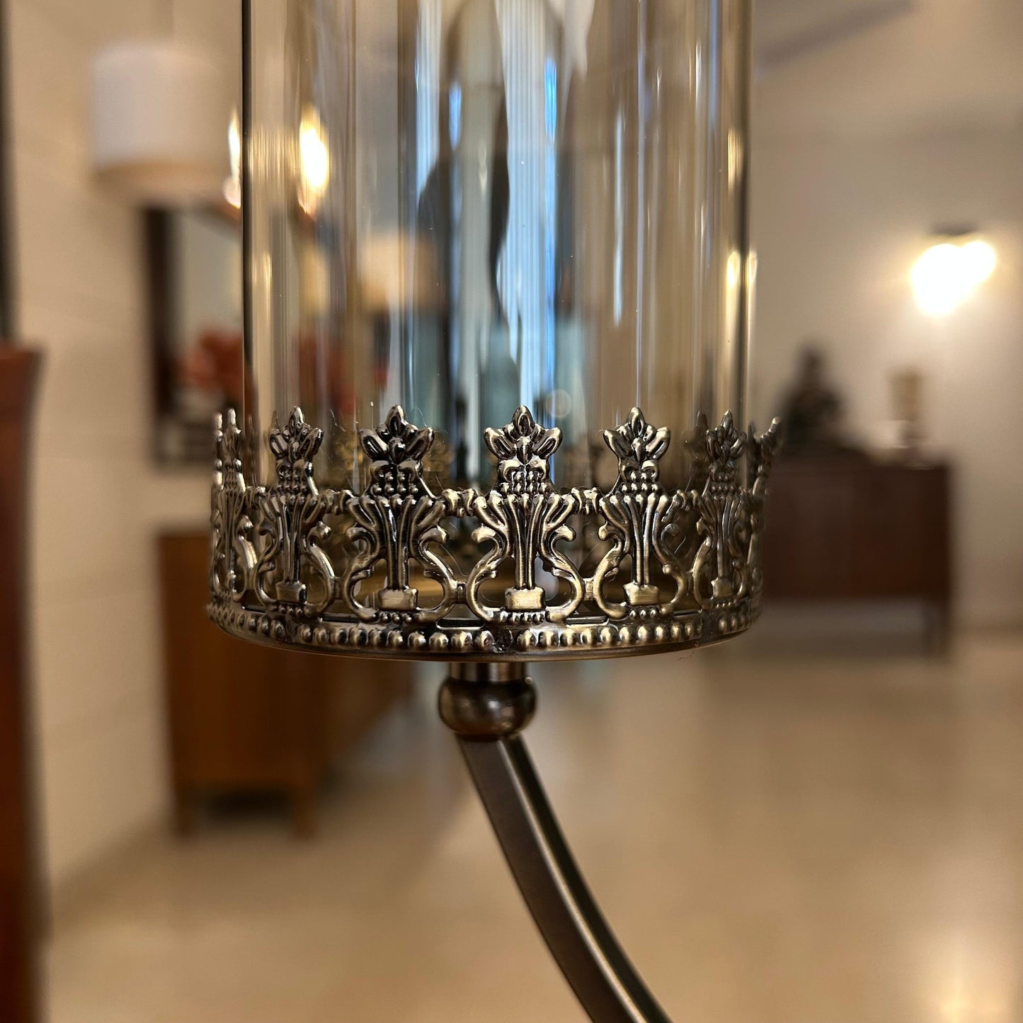Elegant Metal & Glass 3-Light Candle Holder