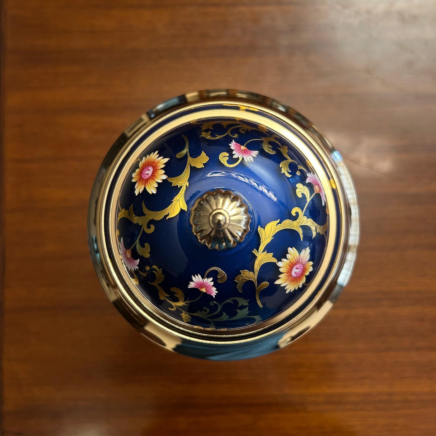 Royal Blue Enamel Golden Table Clock