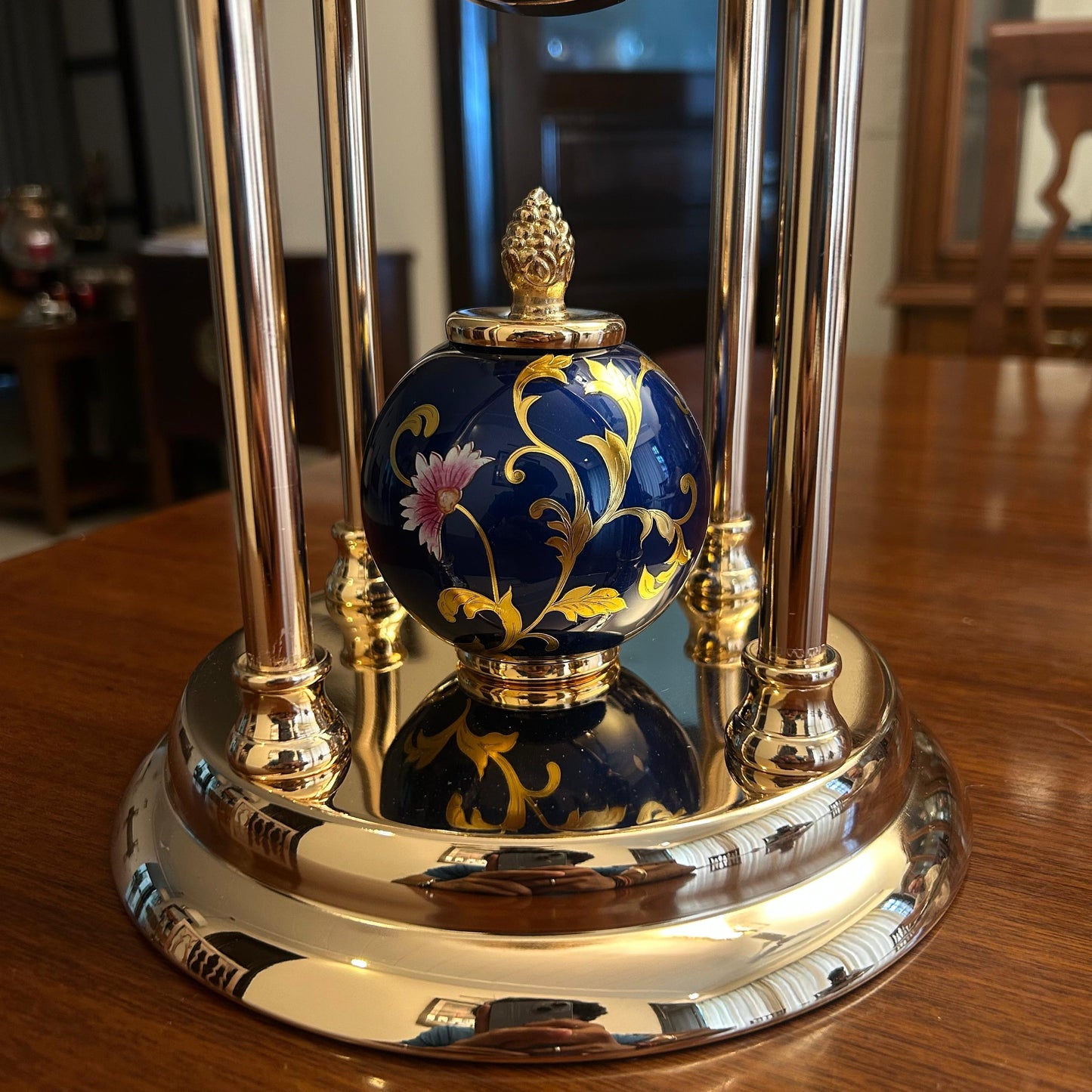 Royal Blue Enamel Golden Table Clock
