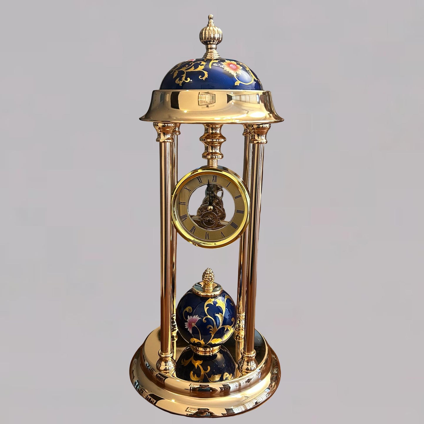 Royal Blue Enamel Golden Table Clock
