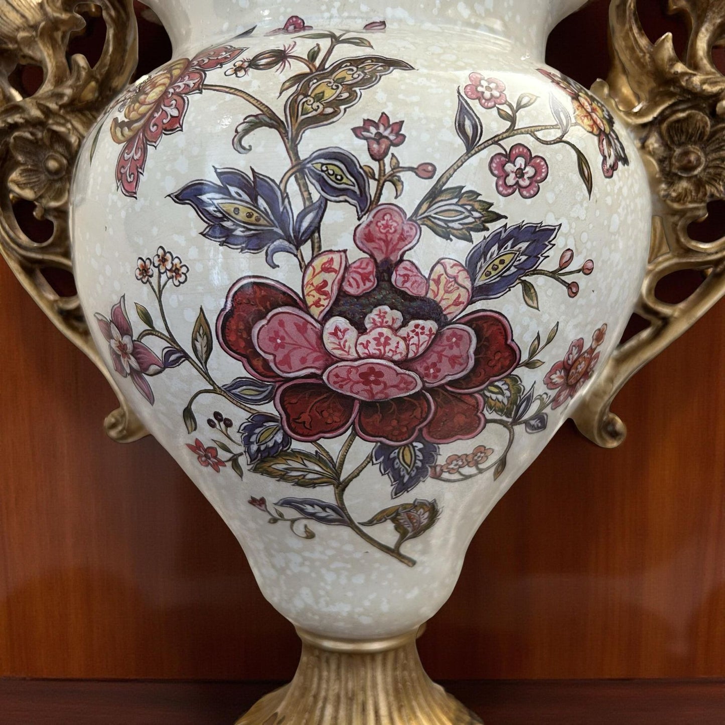 Elegant Decorative Ceramic Vase with Golden Accents