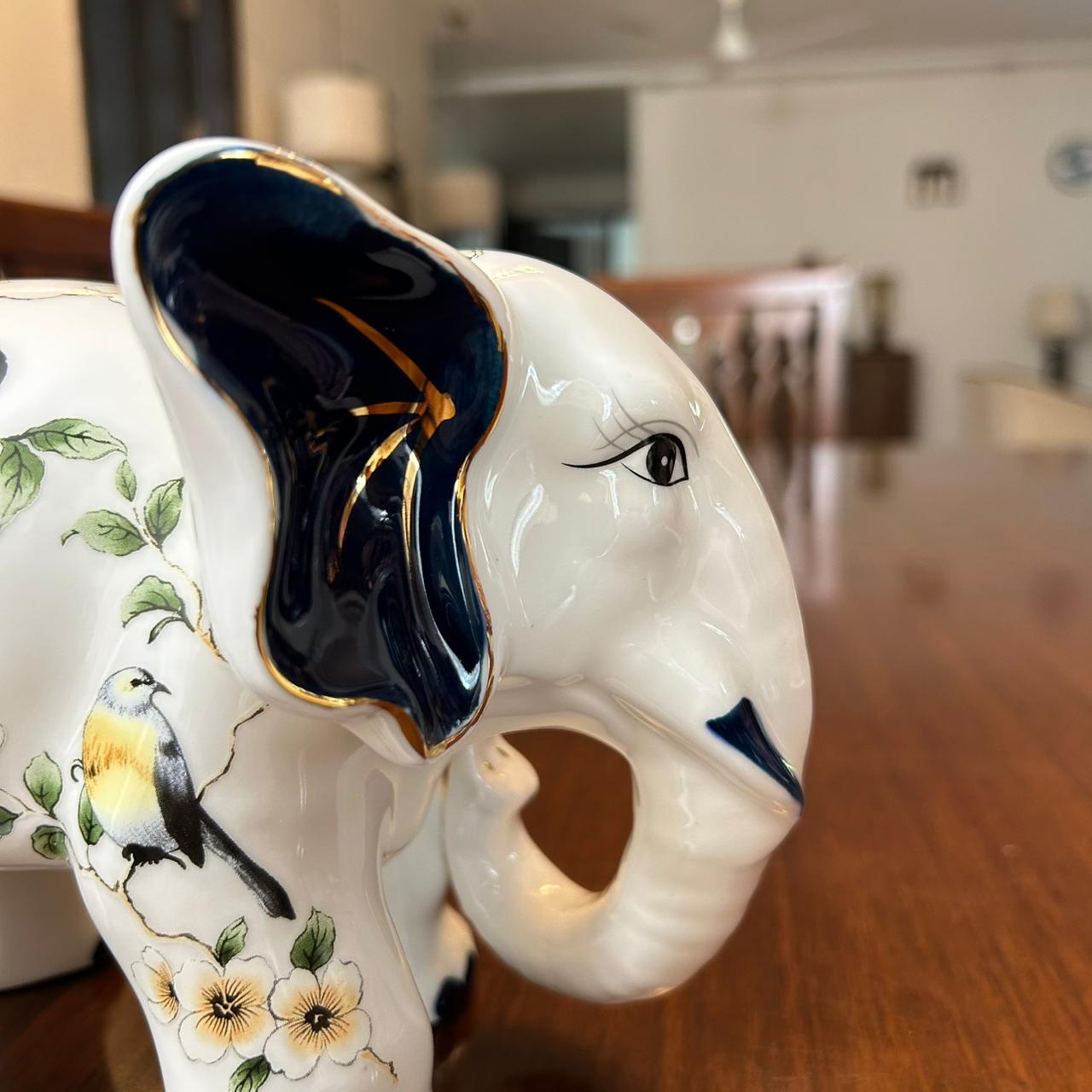 Handcrafted Ceramic Elephant Figurine 2 PC Set