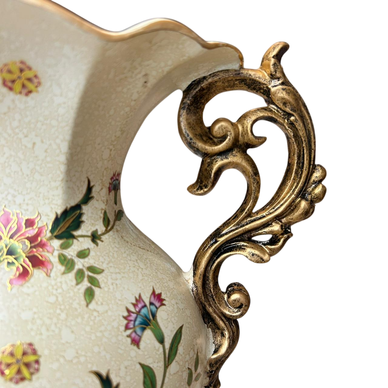 Vintage Floral Double Handle Pedestal Vase