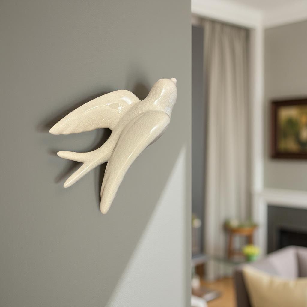 Elegant White Bird Wall Décor towards Right Direction - Single piece