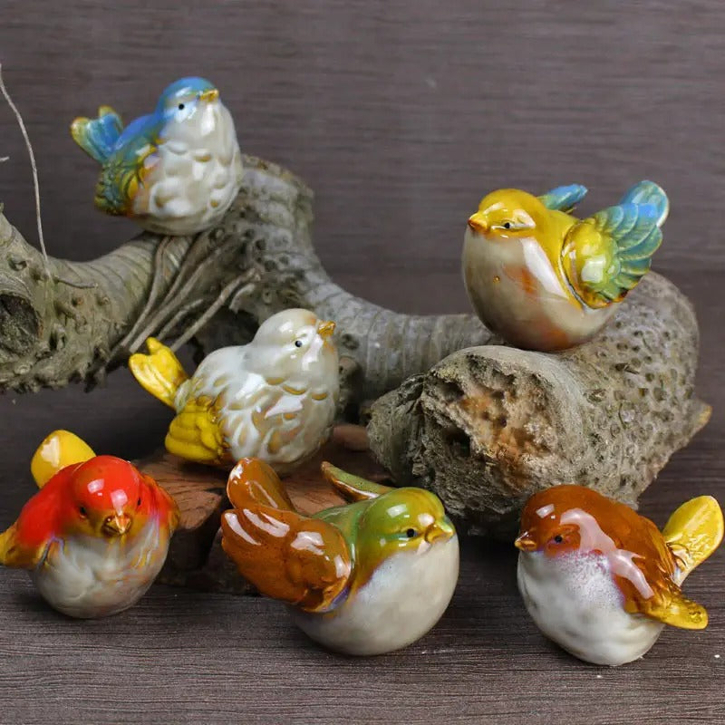 Ceramic Song birds, Set of 6 Big