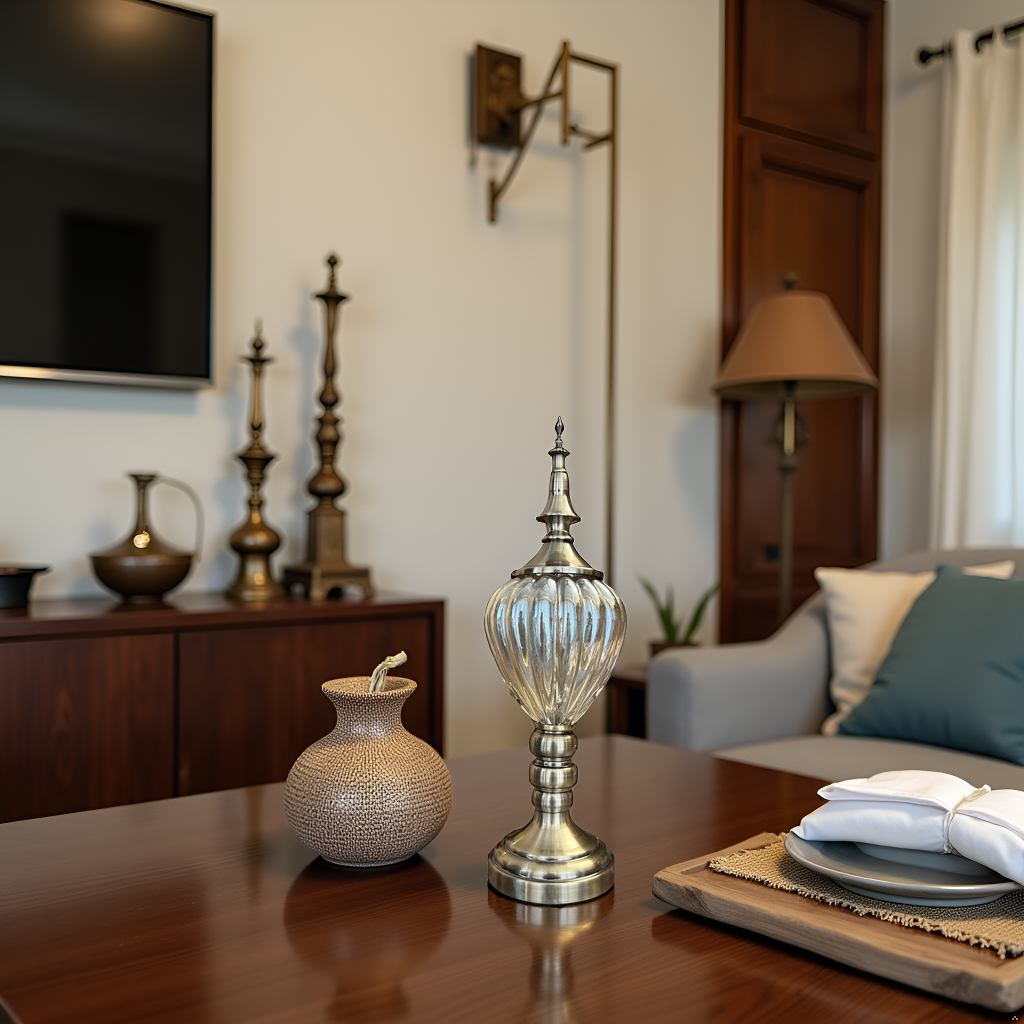 Elegant Brass & Glass Decorative Showpiece - Small