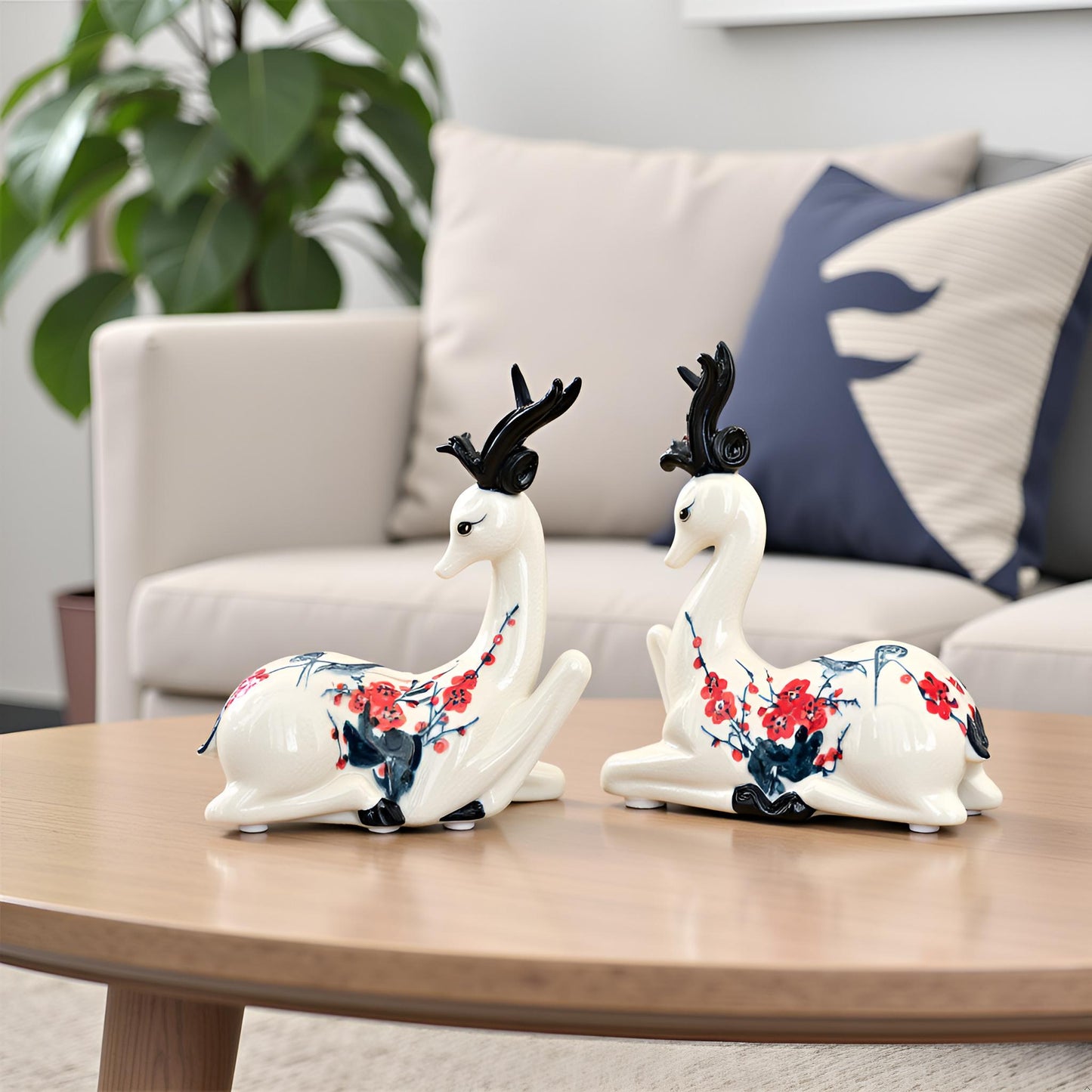 Elegant Ceramic Deer Figurines Set of 2