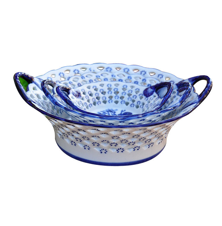 The Blue Bloom Oriental Handcrafted Bowl | Medium
