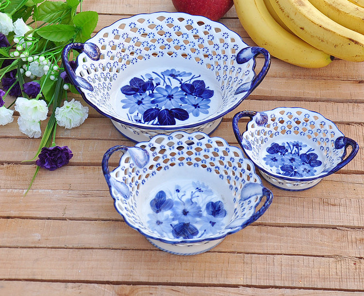 The Blue Bloom Oriental Handcrafted Bowl | Medium