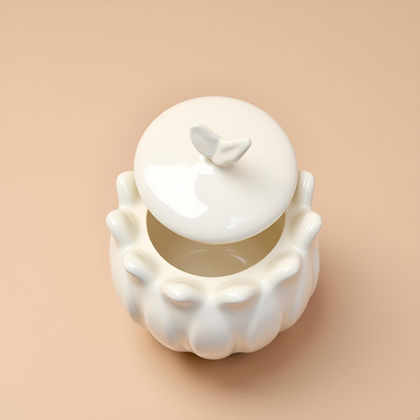 The Flutter Jar – Elegant White Ceramic Trinket Jar (Small)