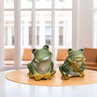 Ceramic Frog Twins Figurines – Whimsical 2 Piece Set
